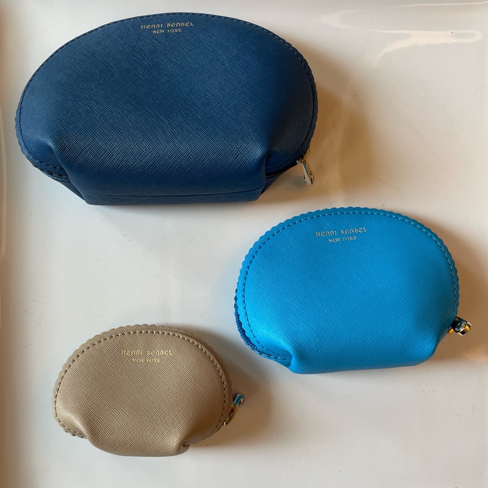 HENRI BENDEL West 57th Scallop Cosmetic Bag Nesting Trio Coin Purse Set | NWOT - Picture 2 of 7